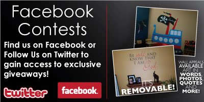 Facebook and Twitter Contest from Wall Appeals Removable Vinyl Decals